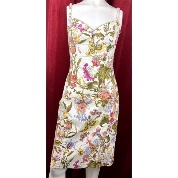 Cute Ticci Tonetto Boned Corset Tapestry Print Pencil Dress - Picture 2 of 6